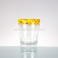 Multi Colored Wine Glasses Rainbow Rim stemless Glass